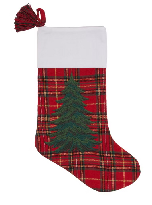 Spruce Tree Plaid Christmas Stocking