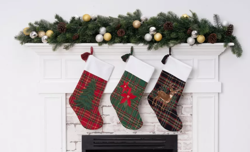 Spruce Tree Plaid Christmas Stocking