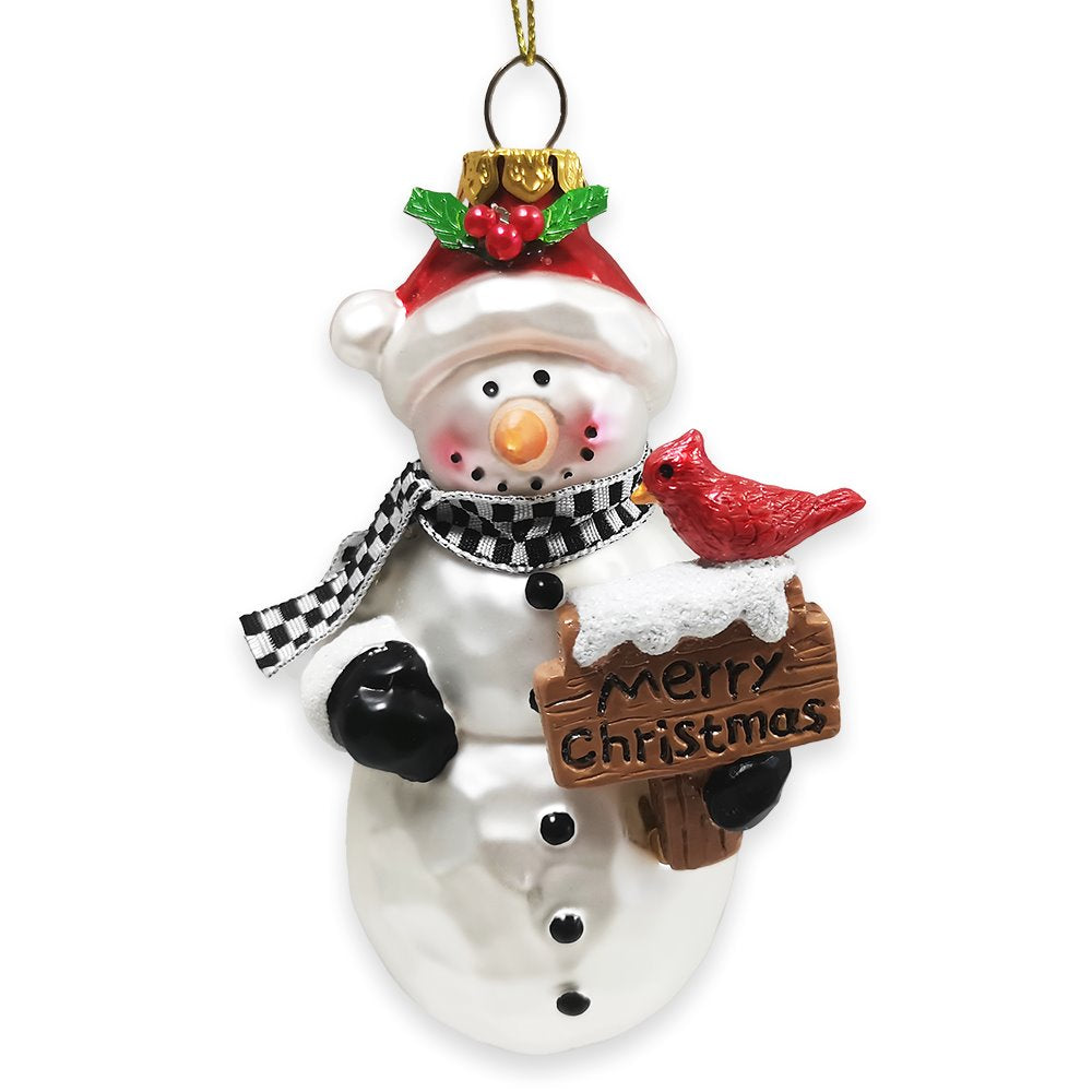 Frosty Neighborhood Snowman Glass Christmas Ornament, Delightful Holiday Decoration