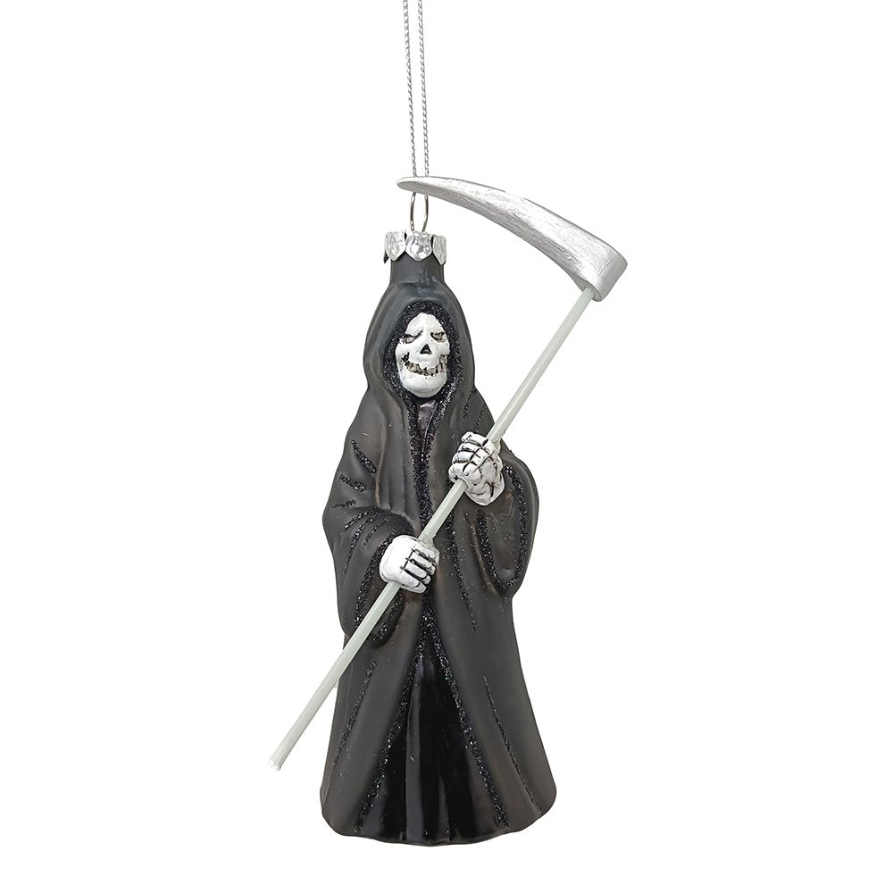 Grim Reaper Horror Glass Ornament, Spooky Halloween Christmas Tree Resin Decoration