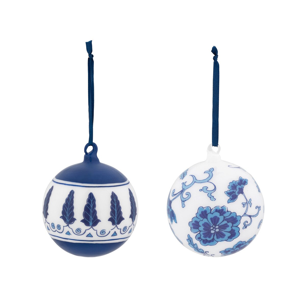 Chinoiserie Peony/Feathers Glass Ball Ornament