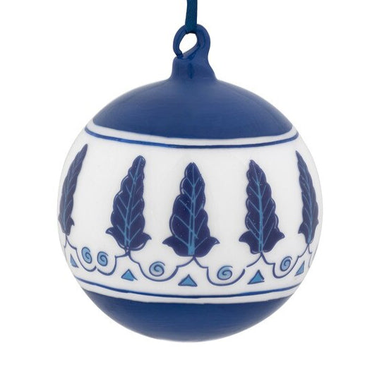 Chinoiserie Peony/Feathers Glass Ball Ornament