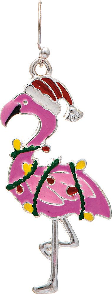 Silver Holiday Flamingo Earring