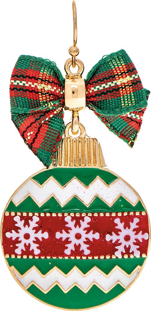 Gold Plaid Ribbon Top Ornament Earring