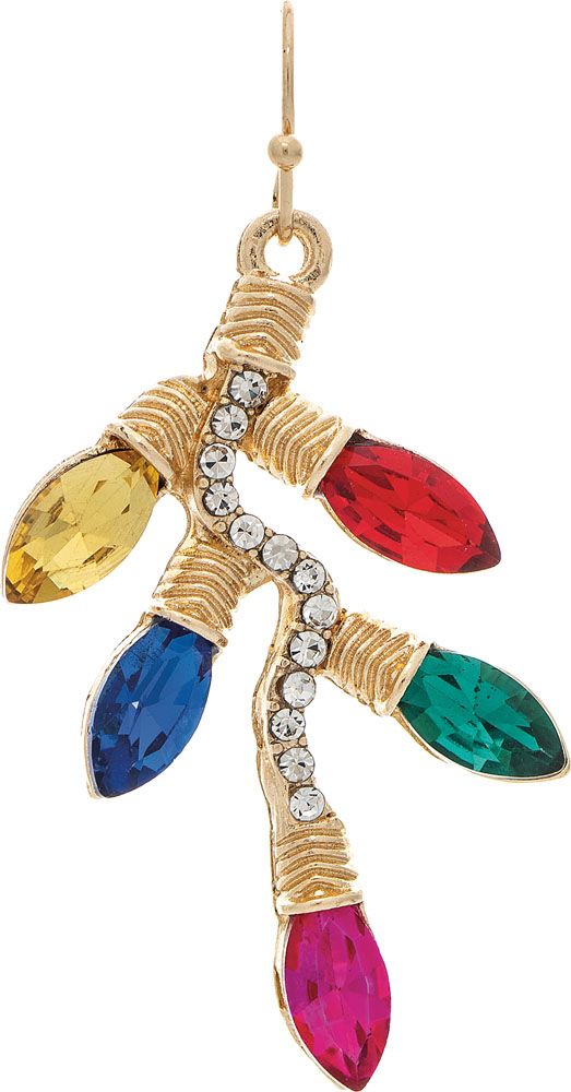 Gold Multicolor Crystal C9 Christmas Lights Earring