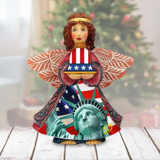 Patriotic Angel Handcrafted Figurine