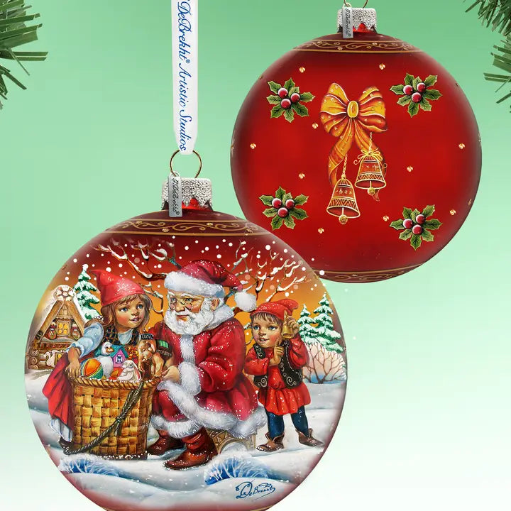 Retro Christmas R Glass Ornament, Handpainted Le G.Debrekht