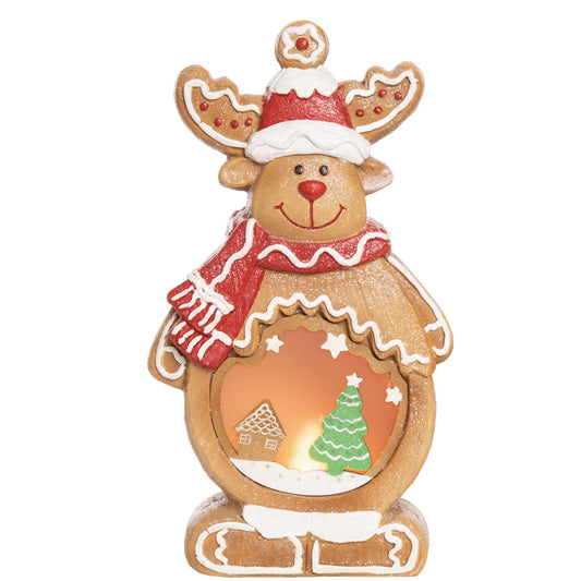 16.5" Light Up Christmas Gingerbread Santa Reindeer