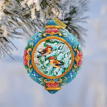 Cardinal Companions Handcrafted Sculpted Ornament