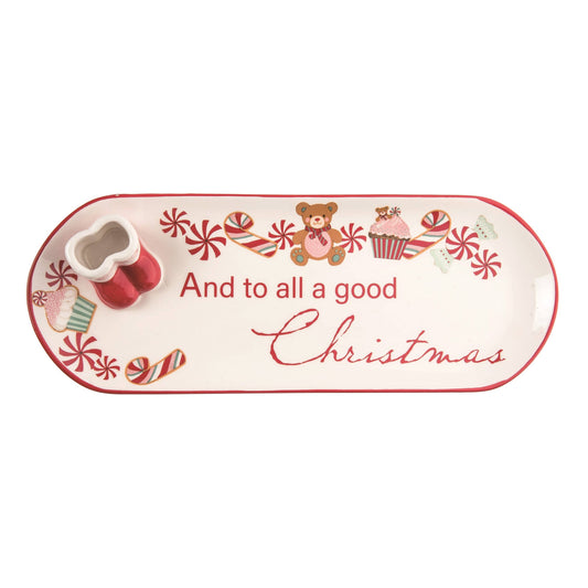 Christmas  Snack Plate Toothpick Boots Container: Ceramic