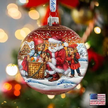 Retro Christmas R Glass Ornament, Handpainted Le G.Debrekht