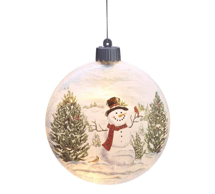 ORNAMENT LIGHT UP SNOWMAN AND CARDINALS