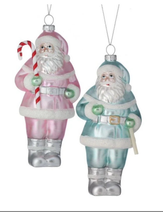 6.25"GLASS SPRINKLES SANTA ORNAMENT