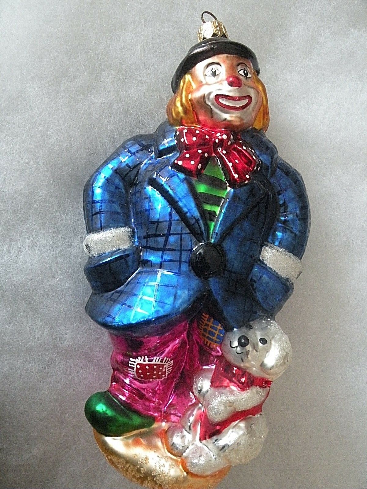 1998 Christopher Radko BLUE Doodles & Noodles 98-429-0 Clown Ornament