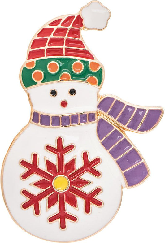 Gold Snowflake Snowman Magnet Pin